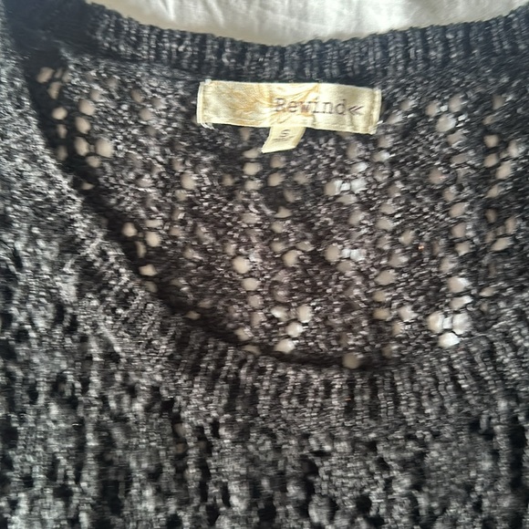 Black short sleeve crocheted top. Size small. - Picture 3 of 5